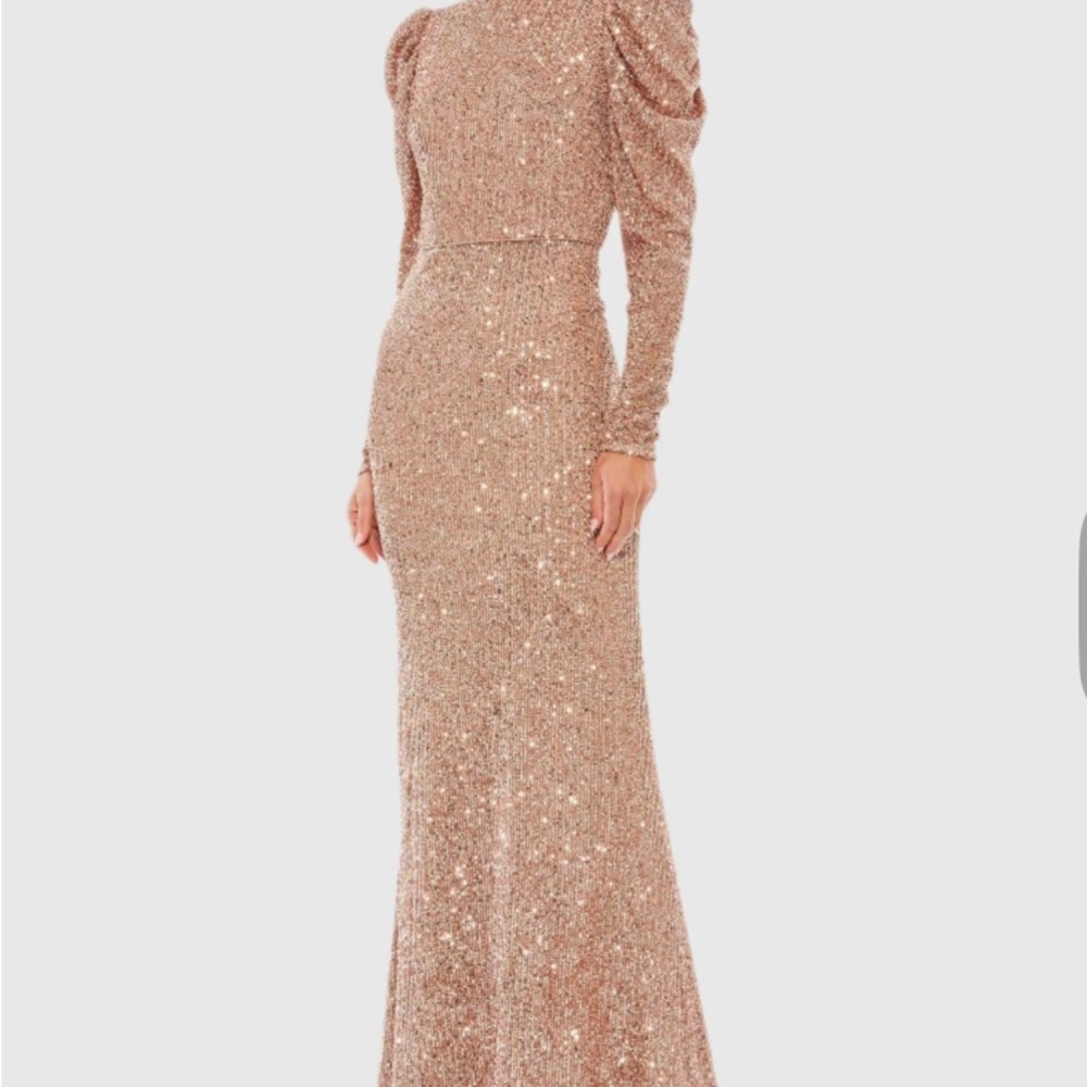 Mac Duggal Gold Sequin Asymmetrical Gown